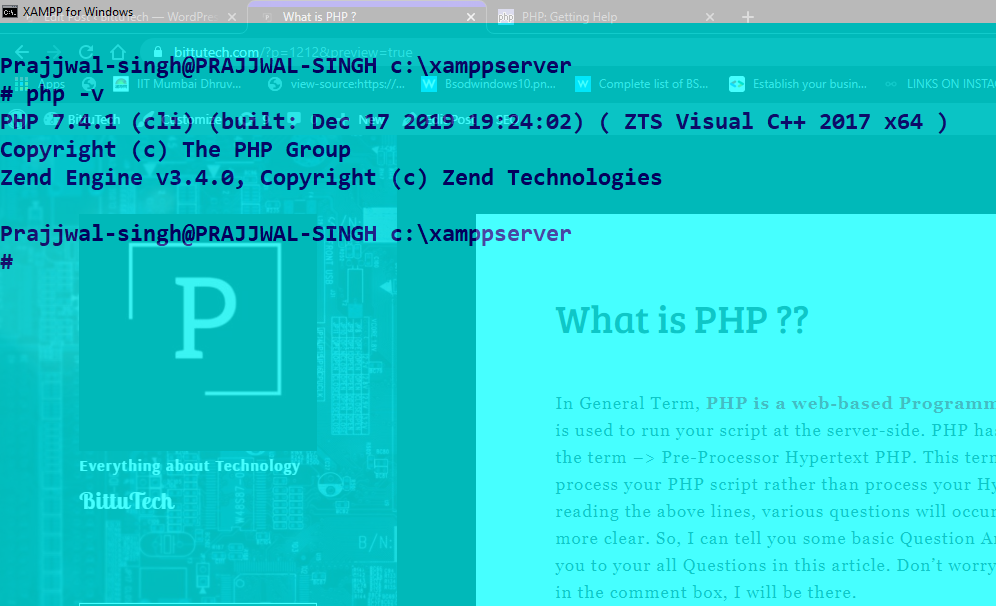 How to check PHP version on windows 10 -bittutech