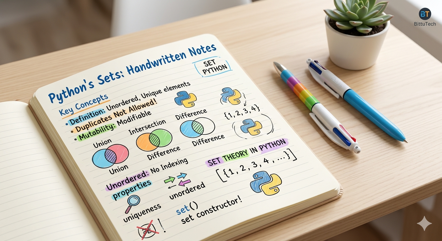 You are currently viewing Python Sets Datatype Handwritten Notes | Set Operations & Methods