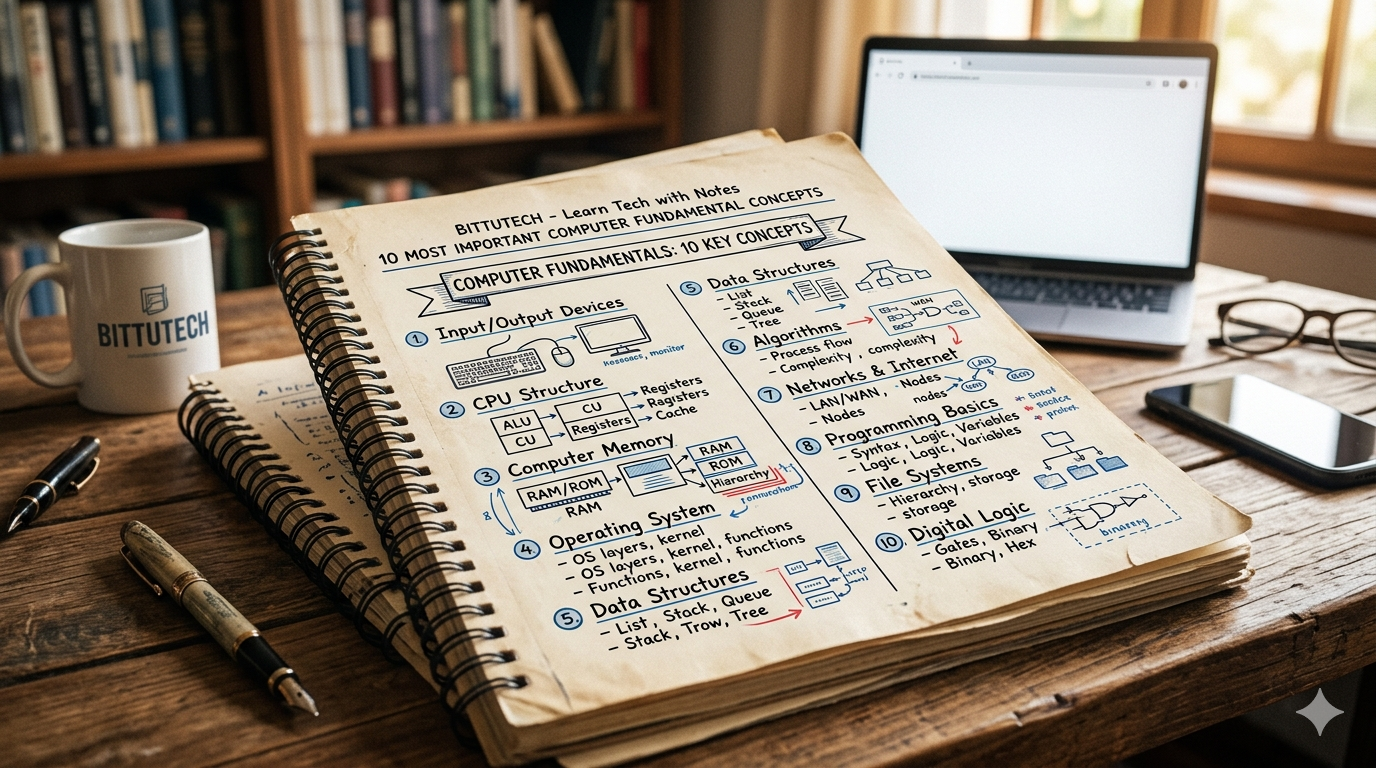 You are currently viewing 10 Most Important Computer Fundamental Concepts: Handwritten Notes for Students | BittuTech