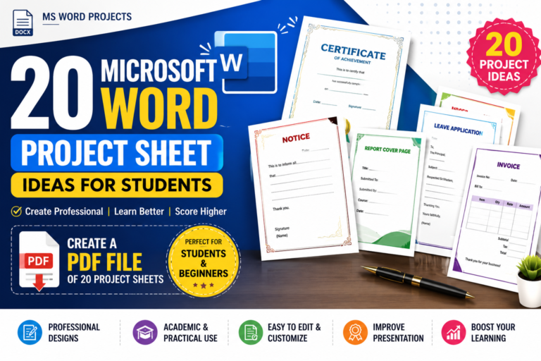 Read more about the article 20 Best Microsoft Word Project Ideas for Students (Free PDF Download)