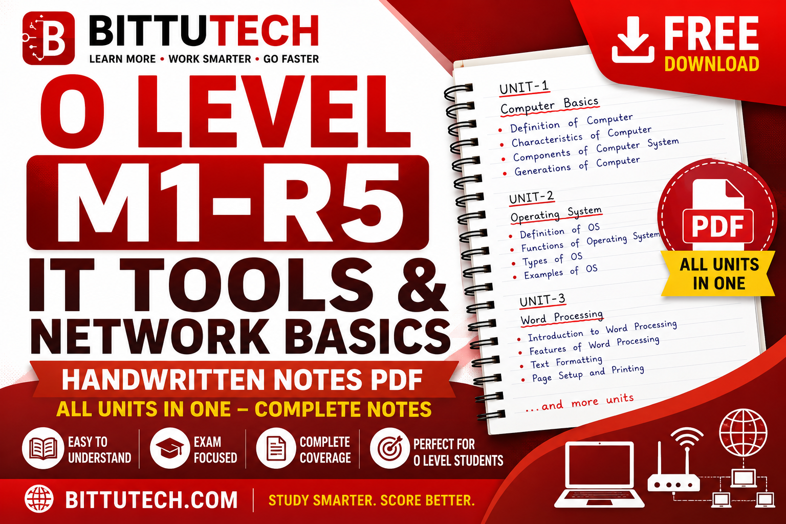 You are currently viewing O Level M1-R5 IT Tools & Network Basics Handwritten Notes PDF – All Units in One