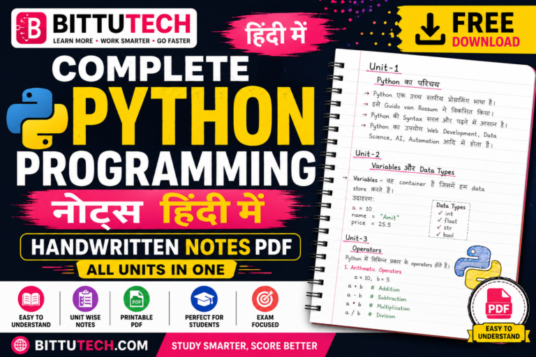 Read more about the article Python Programming Notes in Hindi PDF – Handwritten Notes Free Download