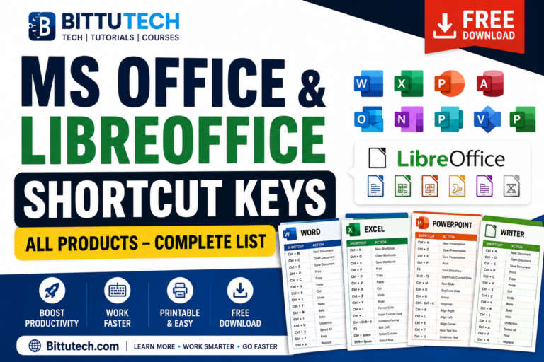 Read more about the article Download Windows, Tally Prime, MS Office & LibreOffice Keyboard Shortcut Keys Images – Free
